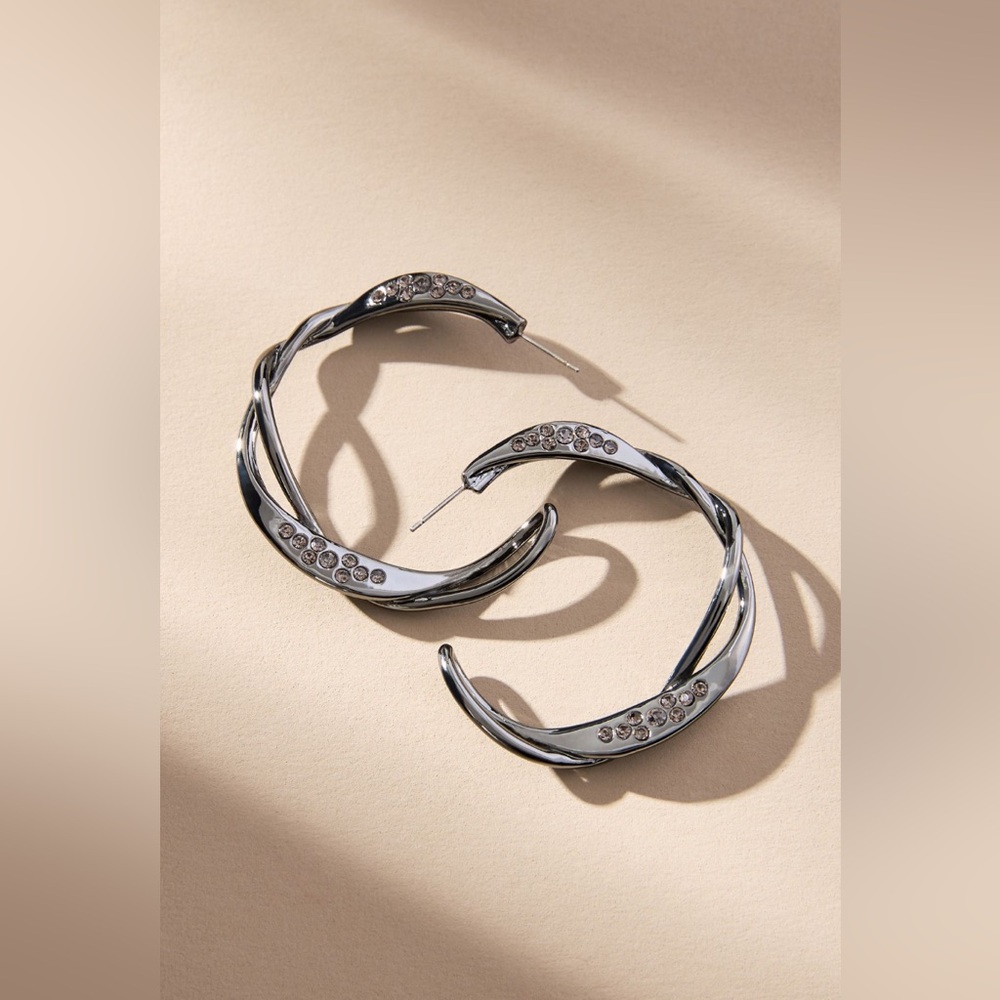 Twisted Crystal Hoop Earrings